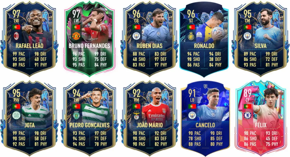 Ejemplos cartas competitivas Portugal FIFA 23 Ultimate Team