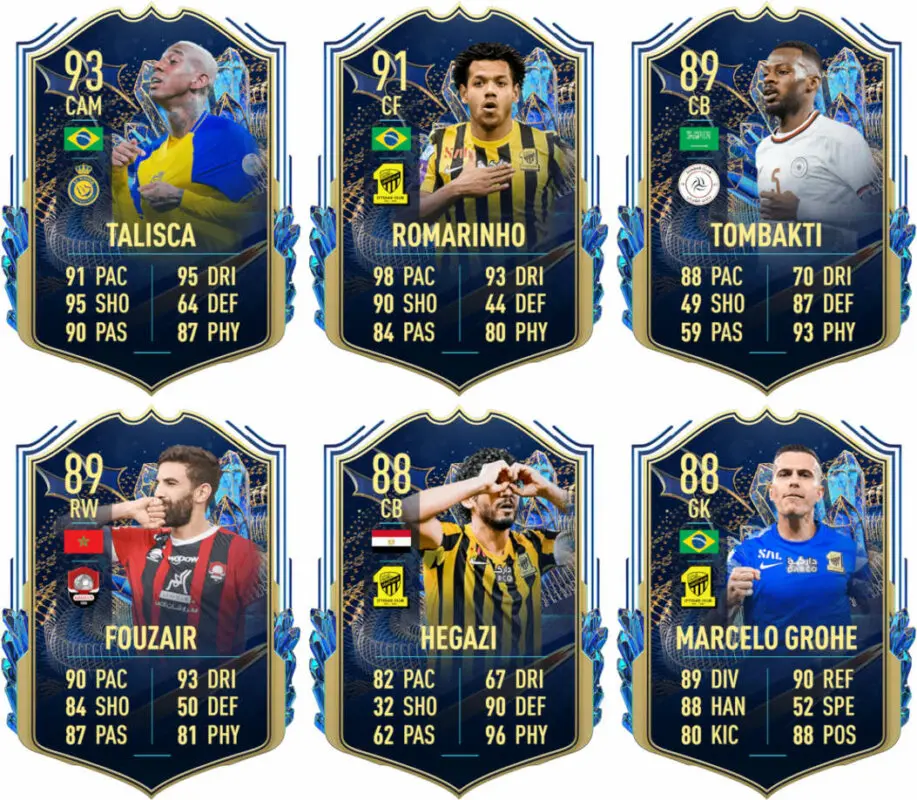 Cartas TOTS Talisca, Romarinho, Tombakti, Fouzair, Hegazi y Marcelo Grohe (ROSHN Saudi League) FIFA 23 Ultimate Team
