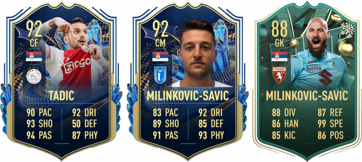 Cartas Tadic TOTS, Milinkovic-Savic TOTS y Milinkovic-Savic Winter Wildcards (Serbia) FIFA 23 Ultimate Team