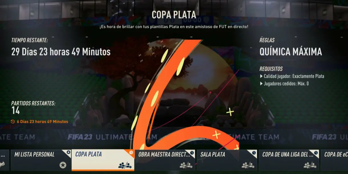 Copa plata desde el menú de amistosos online FIFA 23 Ultimate Team