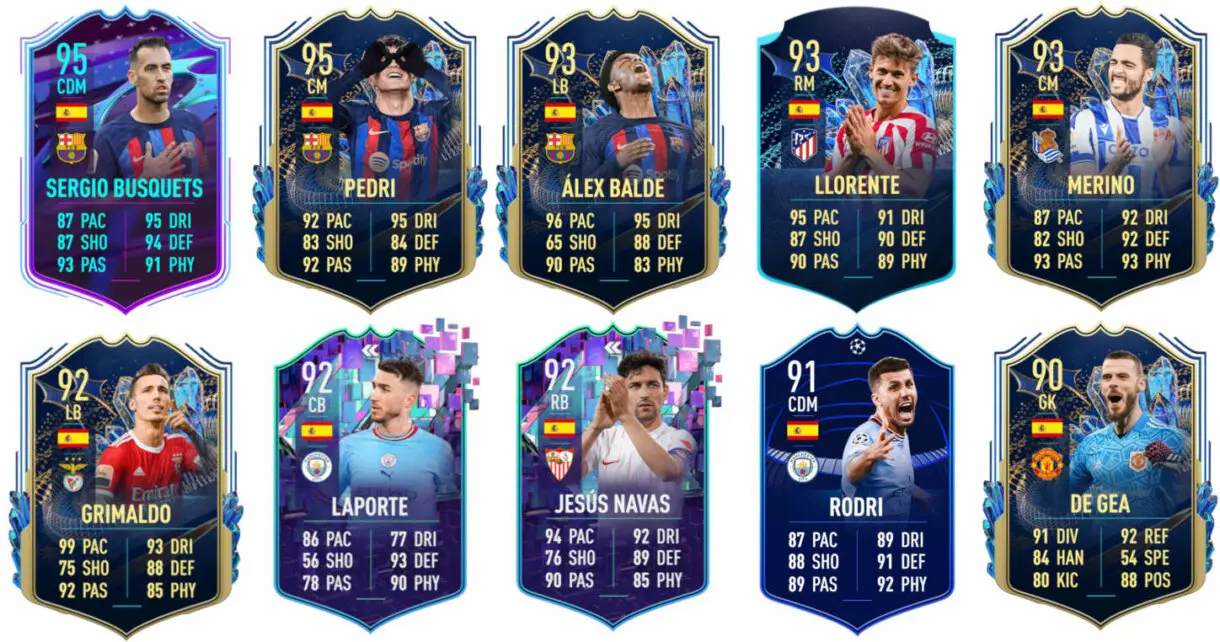 Ejemplos cartas competitivas España FIFA 23 Ultimate Team