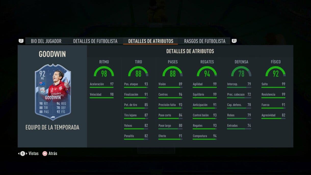 Stats in game Goodwin TOTS FIFA 23 Ultimate Team