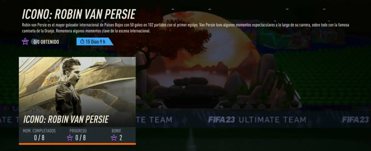 Descripción del grupo de Momentos de Robin Van Persie desde FUT Moments FIFA 23 Ultimate Team