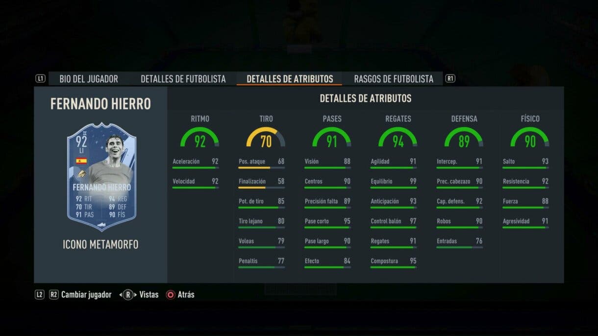 Stats in game Hierro Icono Metamorfo LI FIFA 23 Ultimate Team
