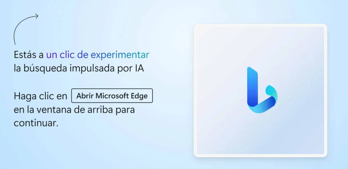 Pantalla de inicio de Bing Chat en Microsoft Edge