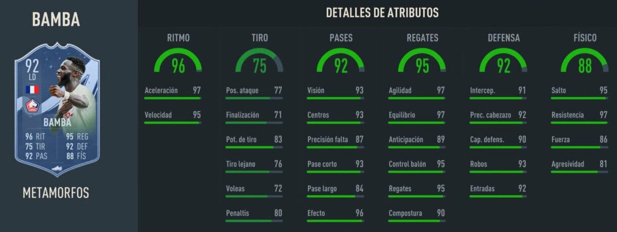 Stats in game Jonathan Bamba Metamorfos FIFA 23 Ultimate Team