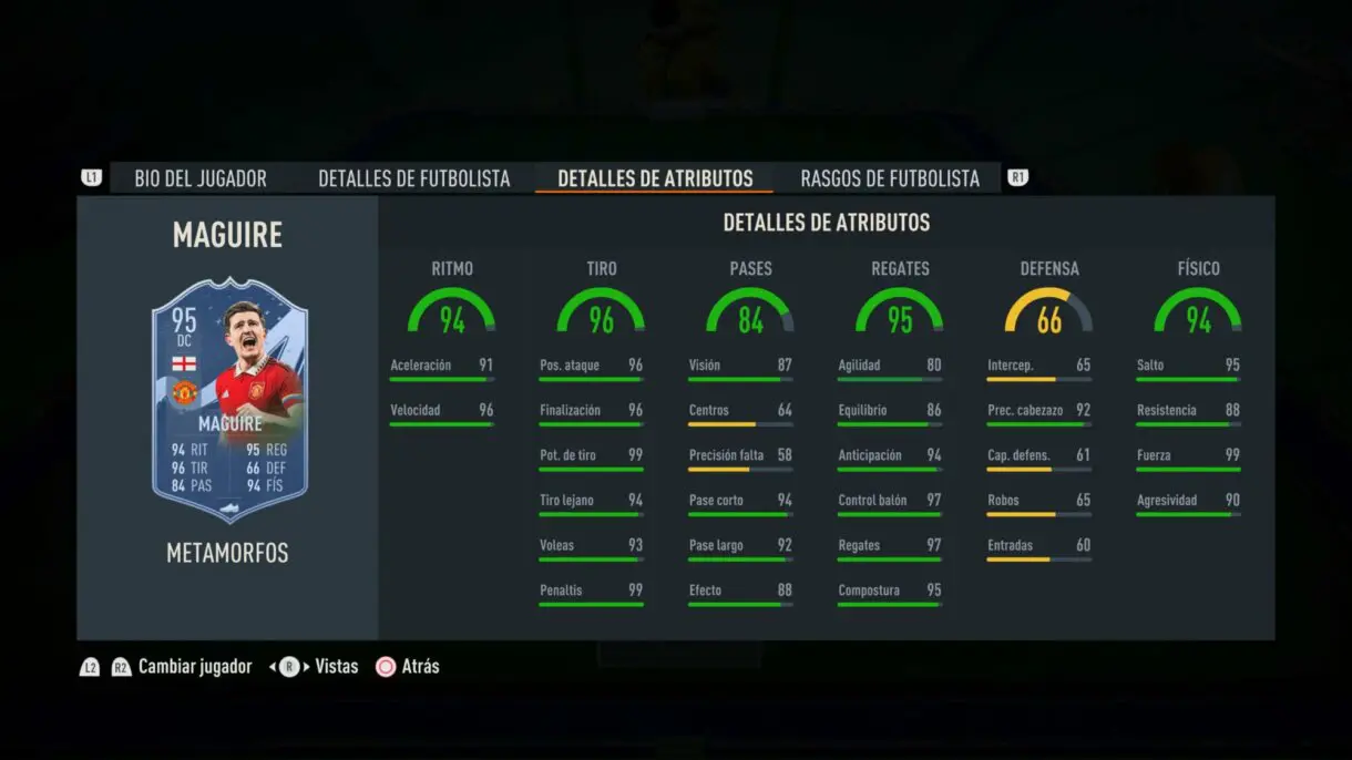 Stats in game Maguire Metamorfos FIFA 23 Ultimate Team