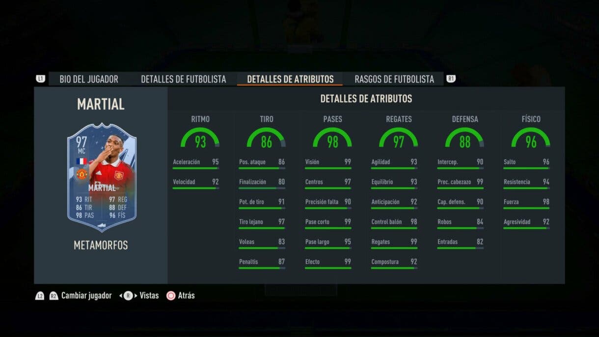 Stats in game Martial Metamorfos FIFA 23 Ultimate Team