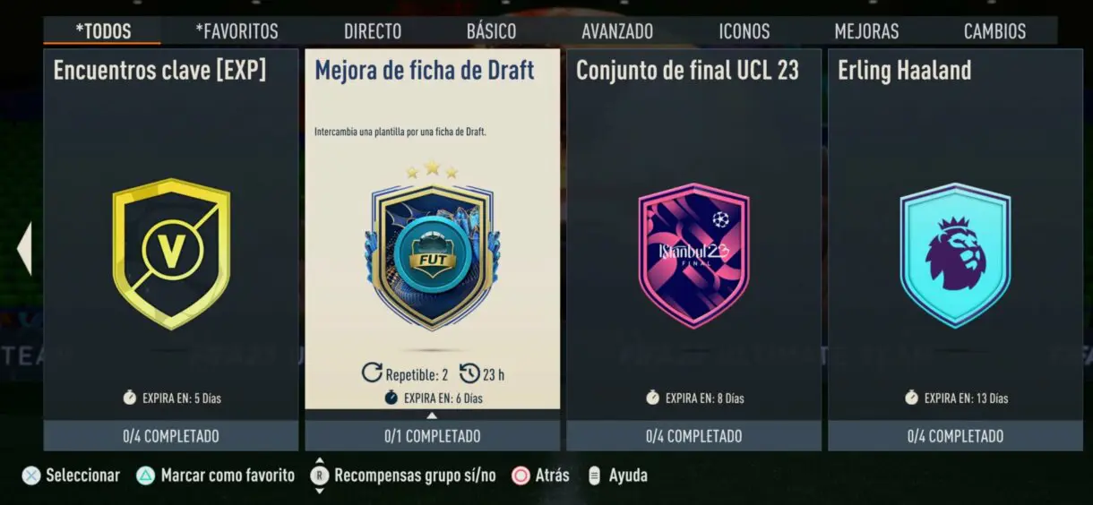 SBC Mejora de ficha de Draft FIFA 23 Ultimate Team