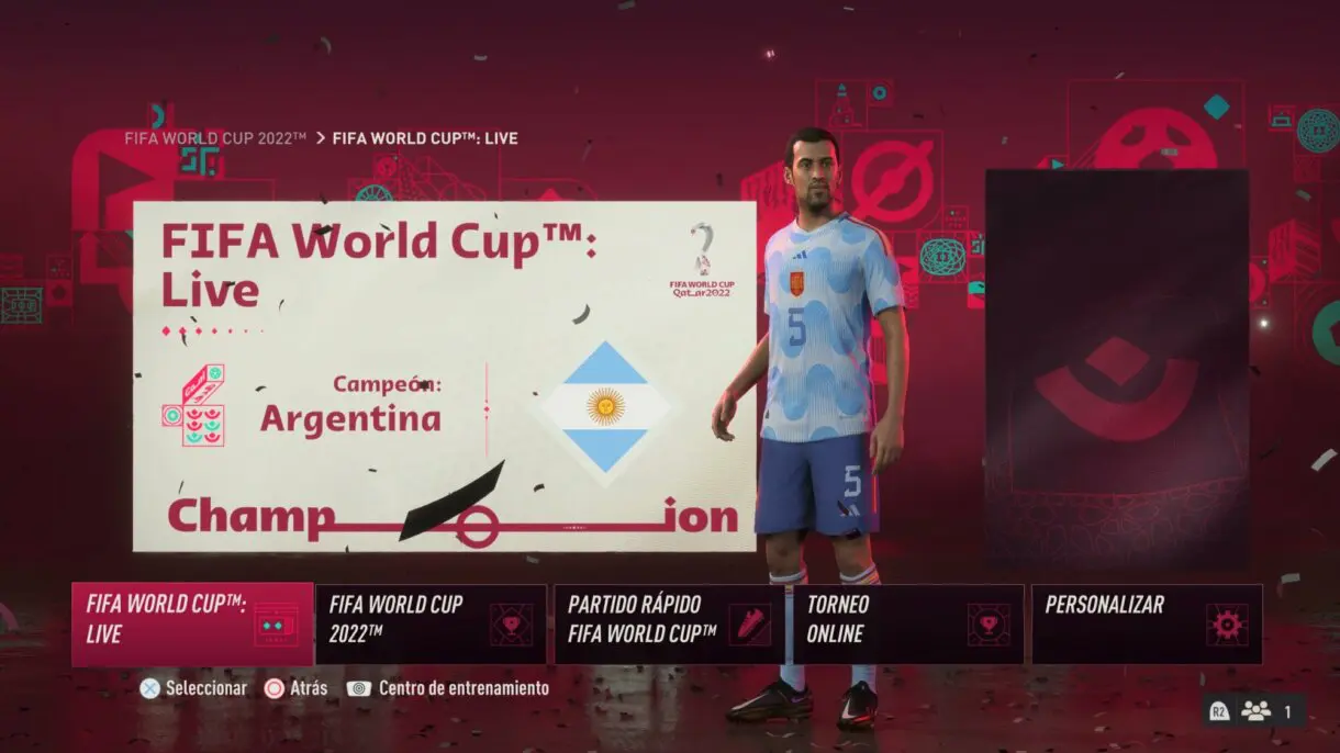 Menú general del modo de la Copa Mundial de la FIFA FIFA 23 Ultimate Team