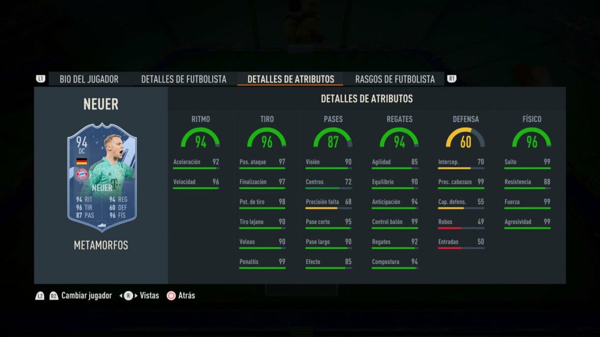 Stats in game Neuer Metamorfos FIFA 23 Ultimate Team