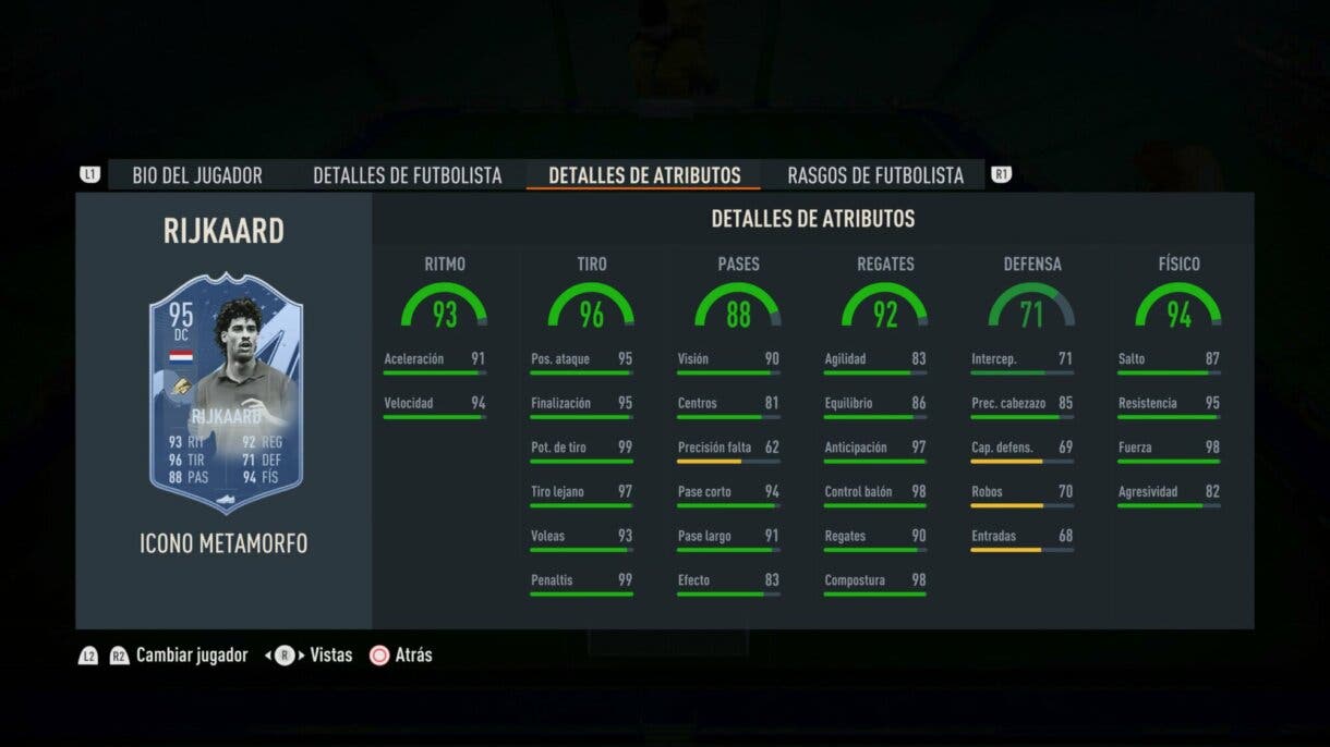 Stats in game Rijkaard Icono Metamorfo FIFA 23 Ultimate Team