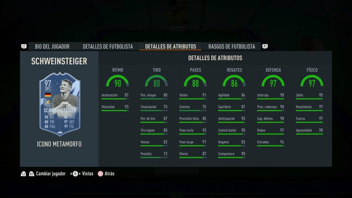 Stats in game Schweinsteiger Icono Metamorfo FIFA 23 Ultimate Team