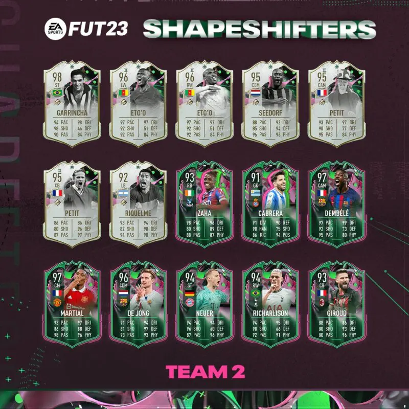 Todas las cartas del segundo equipo de Metamorfos FIFA 23 Ultimate Team