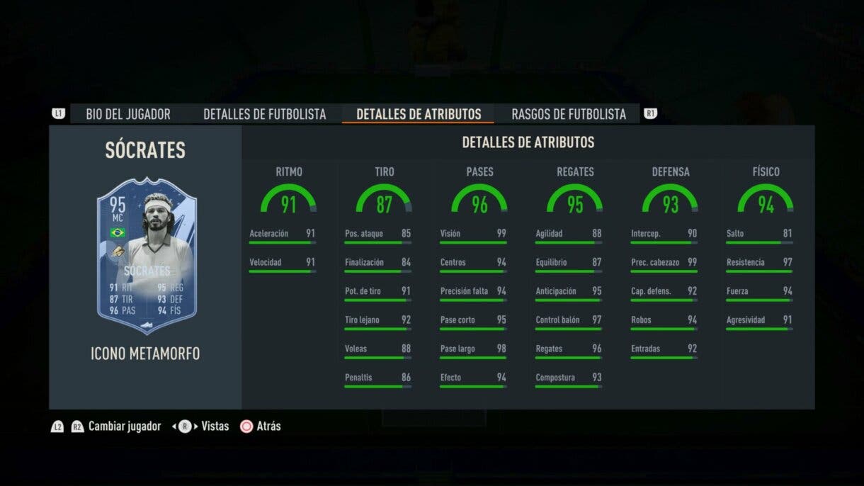 Stats in game Sócrates Icono Metamorfo FIFA 23 Ultimate Team
