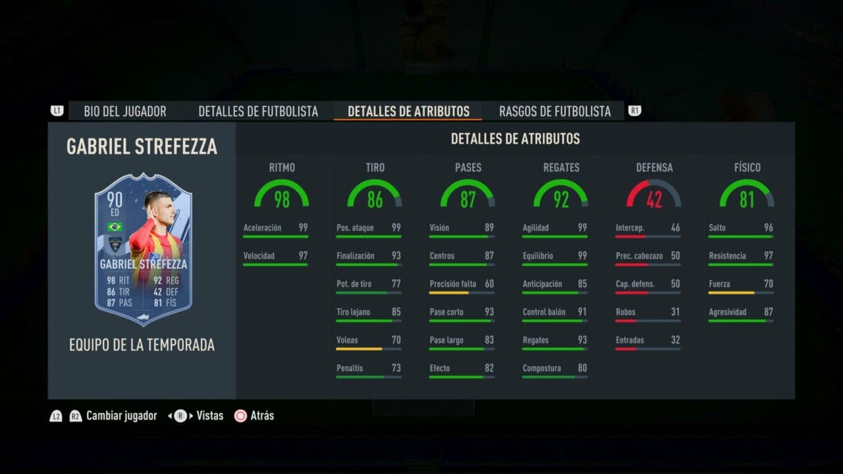 Stats in game Strefezza TOTS FIFA 23 Ultimate Team