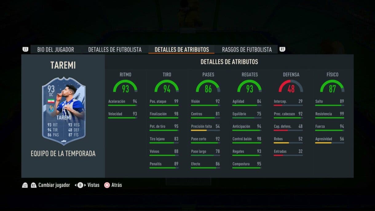 Stats in game Taremi TOTS FIFA 23 Ultimate Team