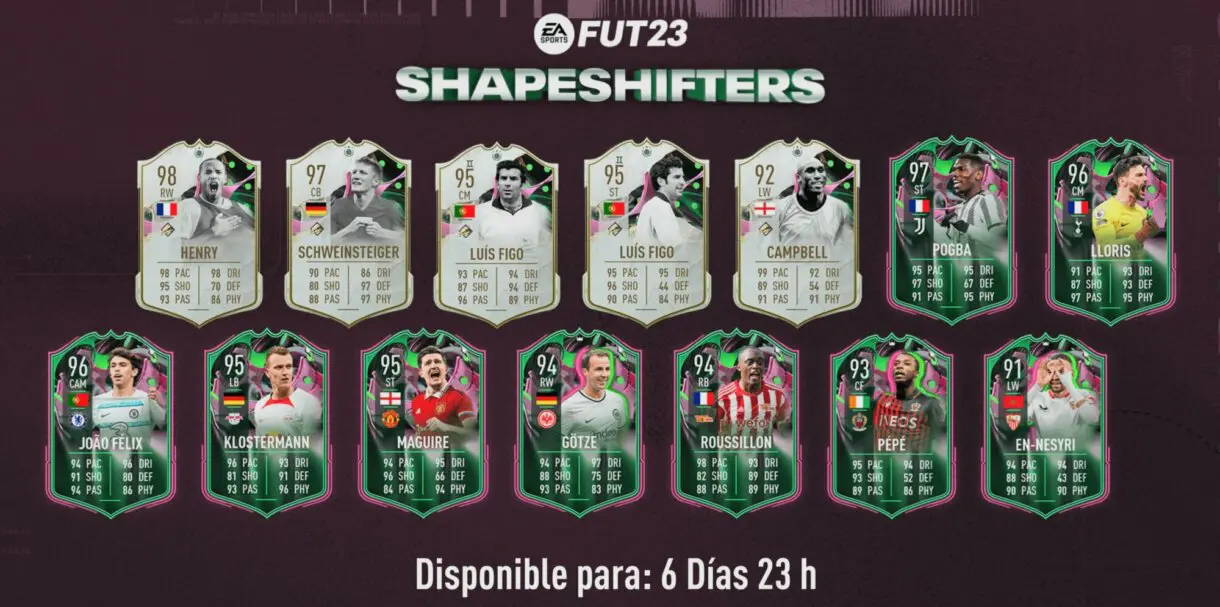 Pantalla de carga FIFA 23 Ultimate Team con todas las cartas del tercer equipo de Metamorfos