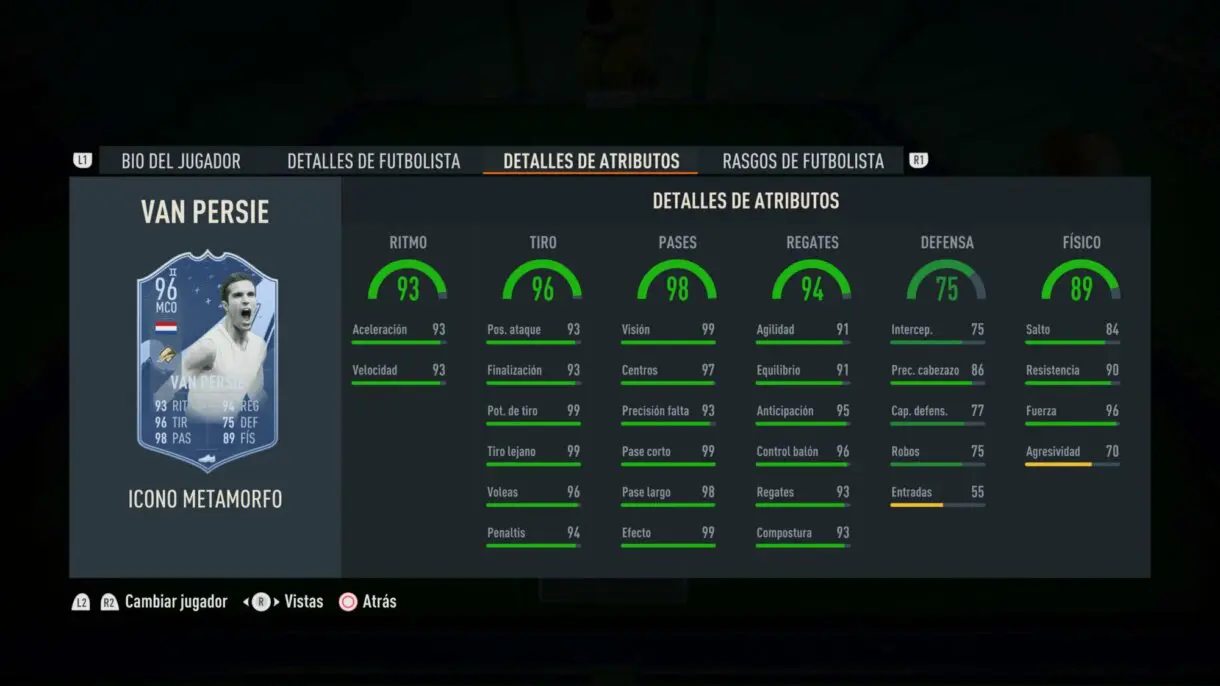 Stats in game Van Persie Icono Metamorfo MCO FIFA 23 Ultimate Team