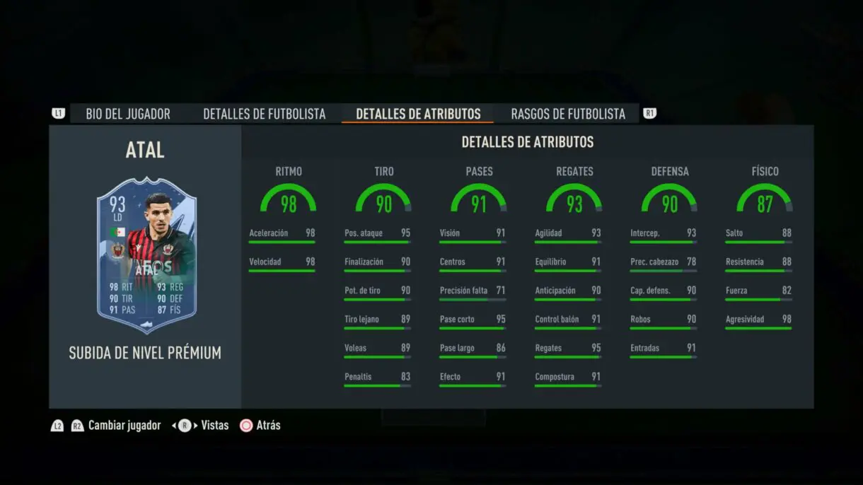 Stats in game Atal Sube de Nivel mejorado FIFA 23 Ultimate Team