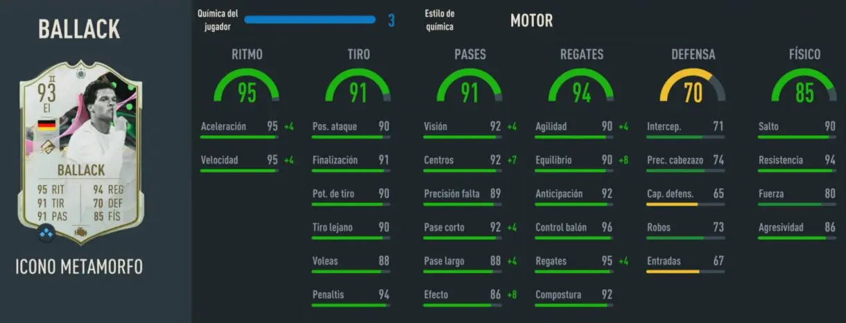 Stats in game Ballack Icono Metamorfo extremo FIFA 23 Ultimate Team