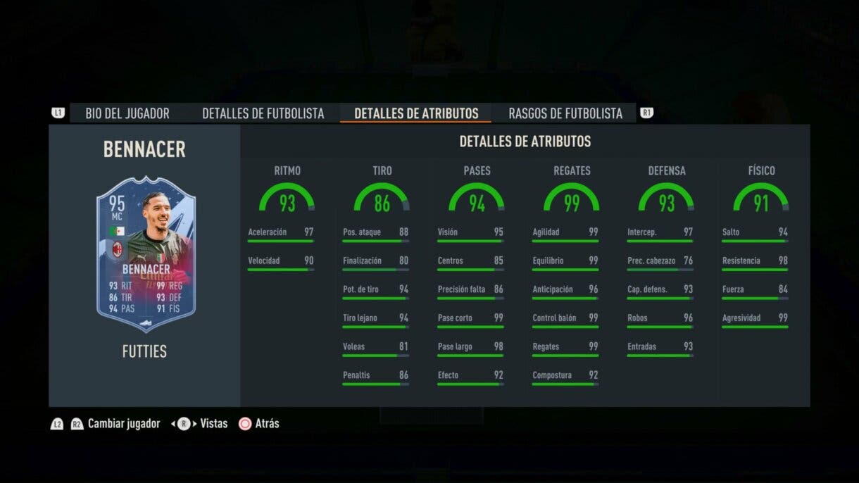 Stats in game Bennacer FUTTIES FIFA 23 Ultimate Team