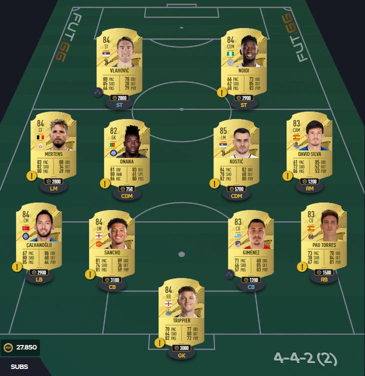 FIFA 23 Ultimate Team 90+ Icon Player 84 Man SBC Squad mit Karten zur Auswahl von elf FUT.GG