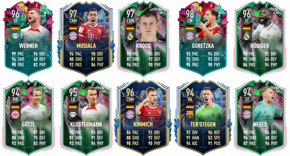 Ejemplos cartas competitivas Alemania FIFA 23 Ultimate Team