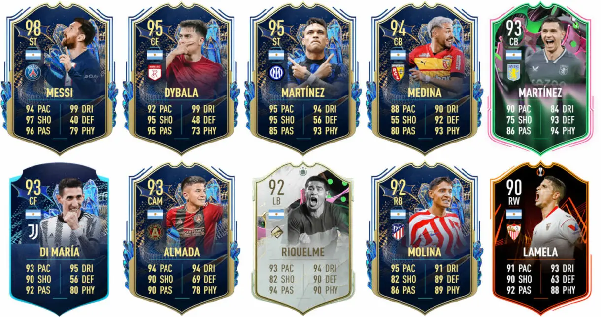 Ejemplos cartas competitivas Argentina FIFA 23 Ultimate Team