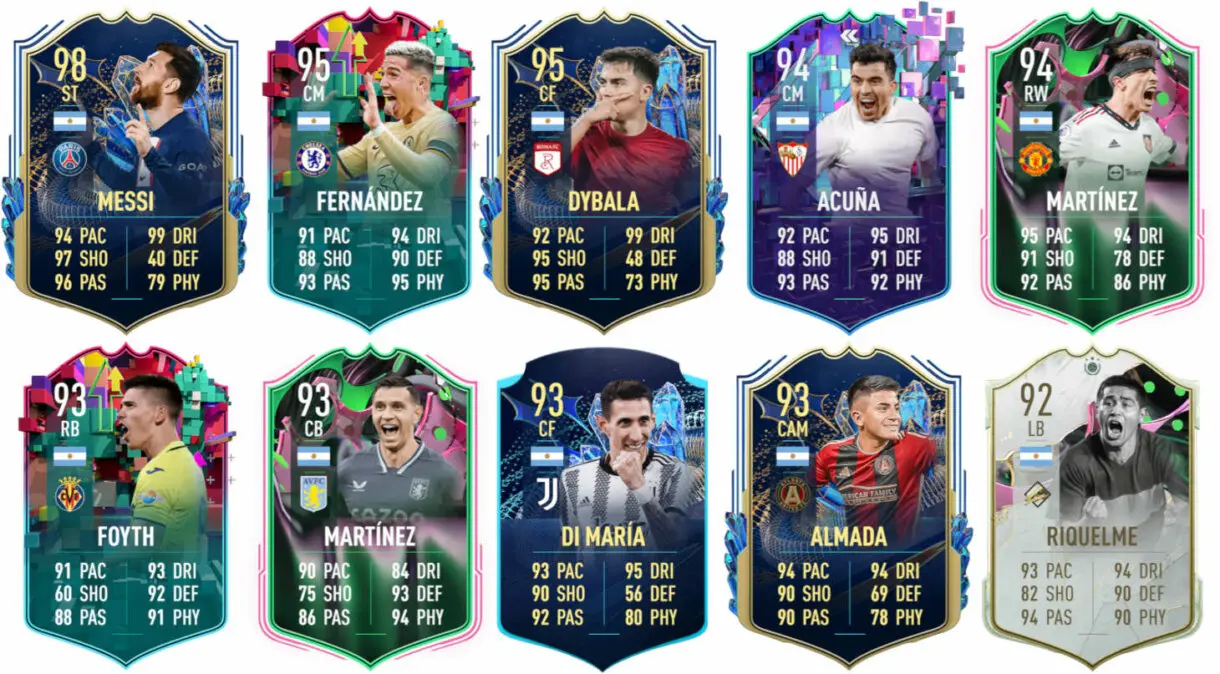Ejemplos cartas competitivas Argentina FIFA 23 Ultimate Team