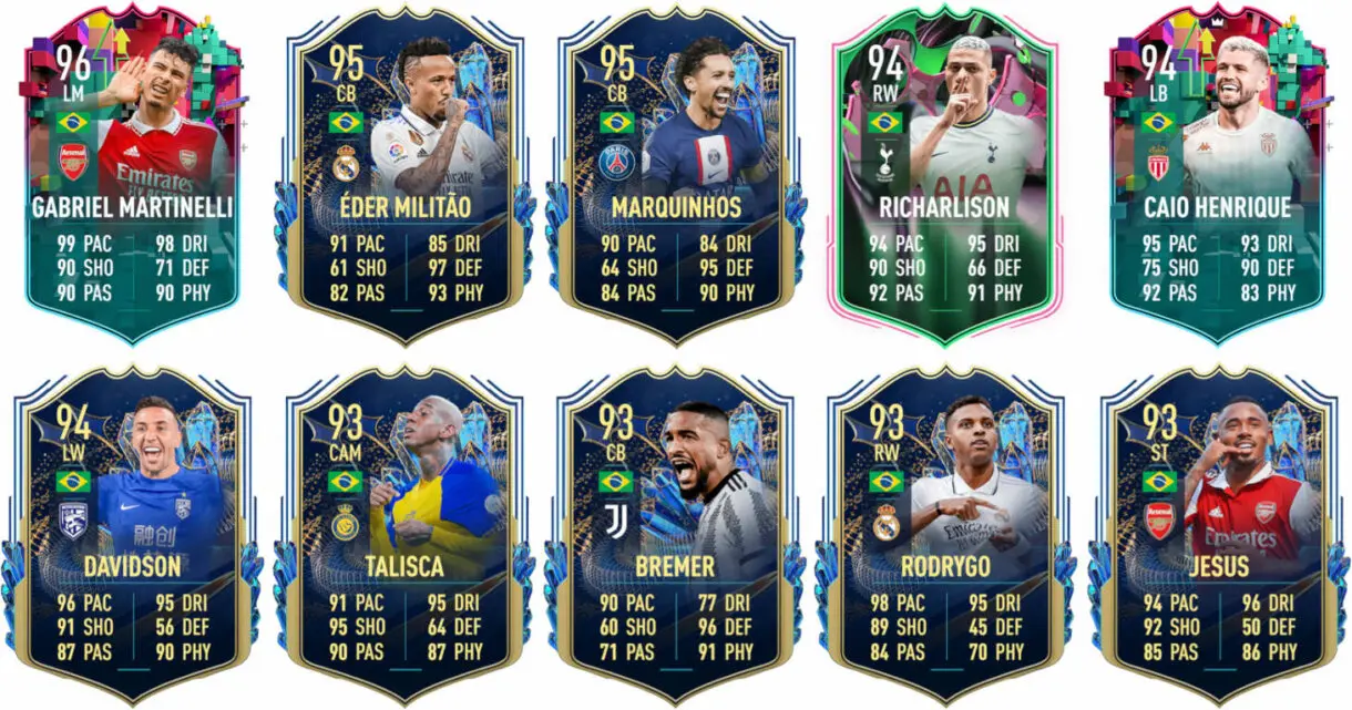 Ejemplos cartas competitivas Brasil FIFA 23 Ultimate Team