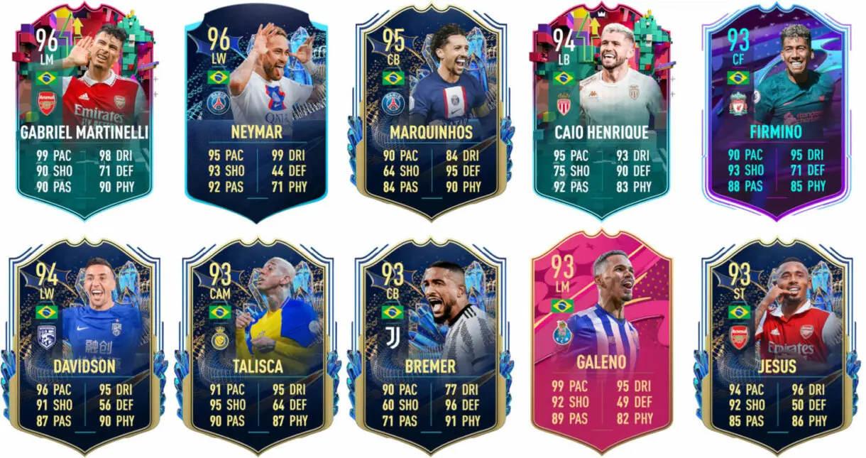 Ejemplos cartas competitivas Brasil FIFA 23 Ultimate Team