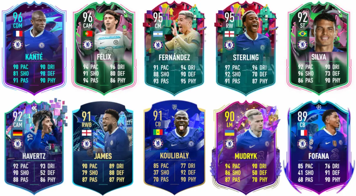 Ejemplos cartas competitivas Chelsea FIFA 23 Ultimate Team