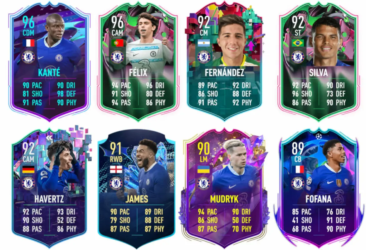 Ejemplos cartas competitivas Chelsea FIFA 23 Ultimate Team