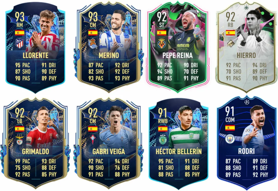 Ejemplos cartas competitivas España FIFA 23 Ultimate Team