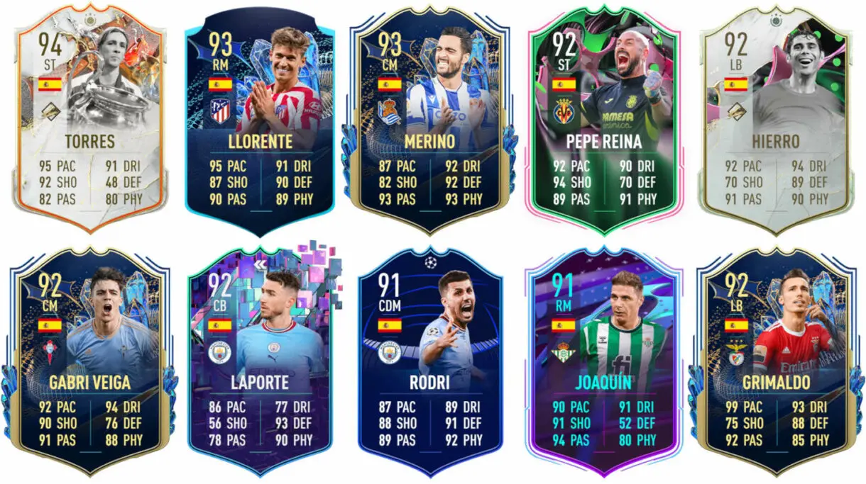Ejemplos cartas competitivas España FIFA 23 Ultimate Team