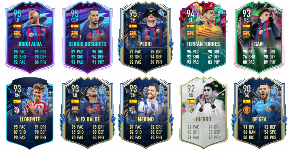 Ejemplos cartas competitivas España FIFA 23 Ultimate Team