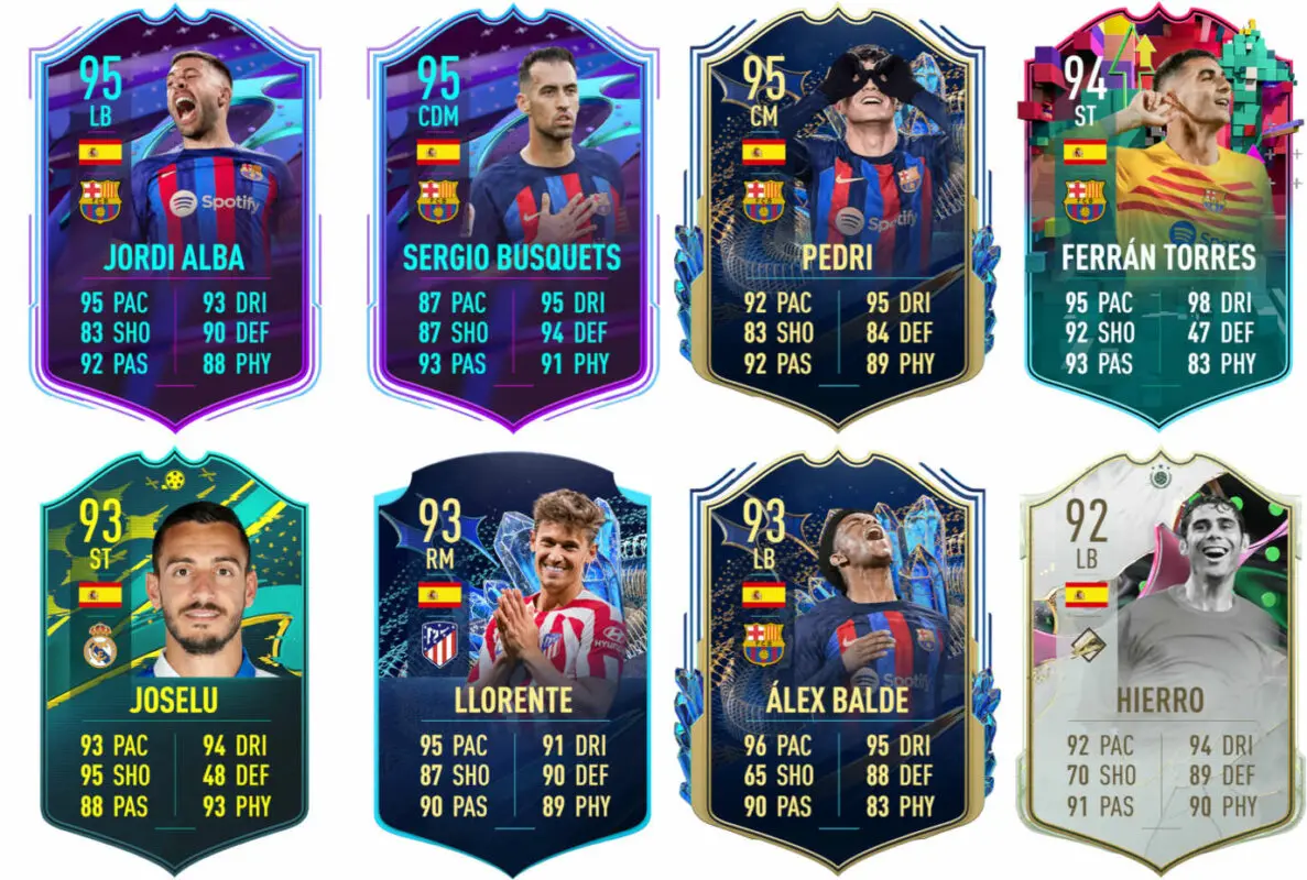 Ejemplos cartas competitivas España FIFA 23 Ultimate Team