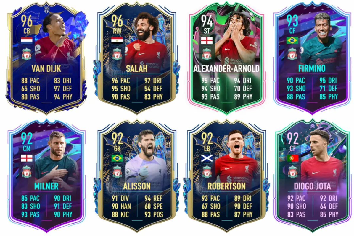 Ejemplos cartas competitivas Liverpool FIFA 23 Ultimate Team