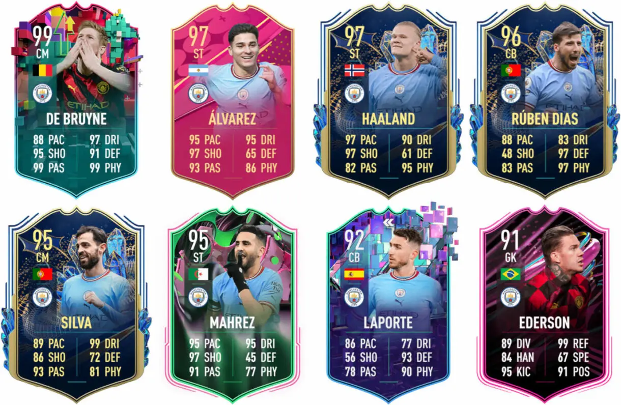 Ejemplos cartas competitivas Manchester City FIFA 23 Ultimate Team