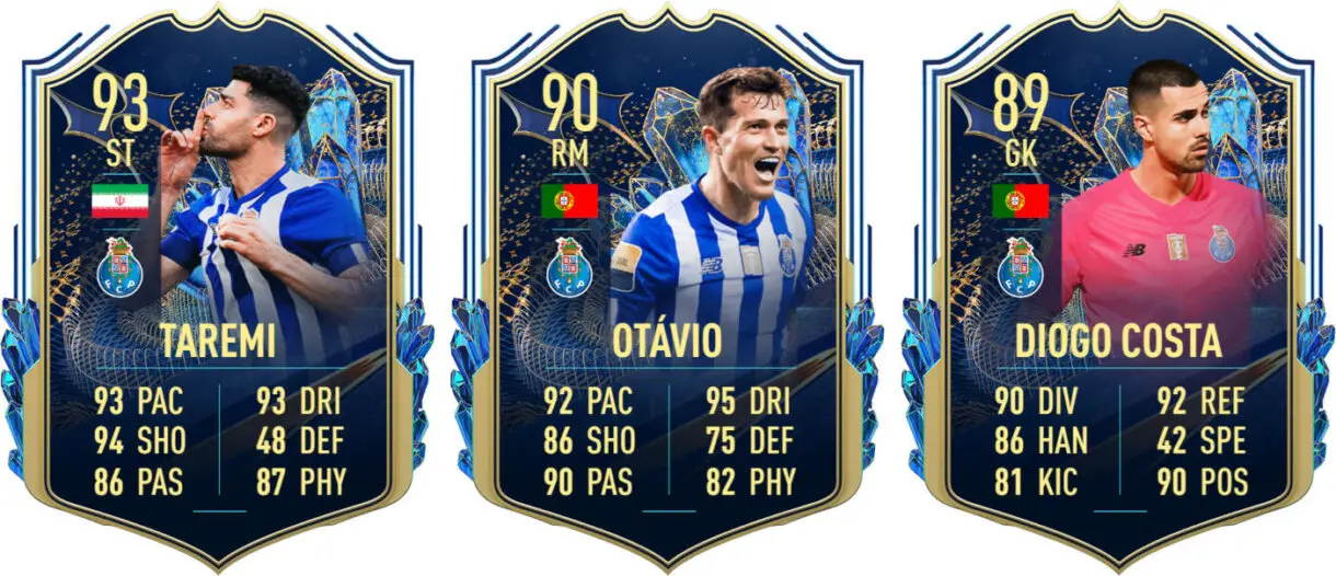 Cartas Taremi, Otávio y Diogo Costa TOTS (Porto FIFA 23 Ultimate Team)