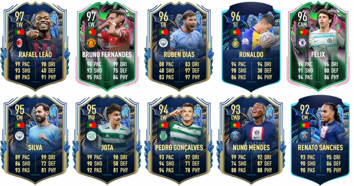 Ejemplos cartas competitivas Portugal FIFA 23 Ultimate Team
