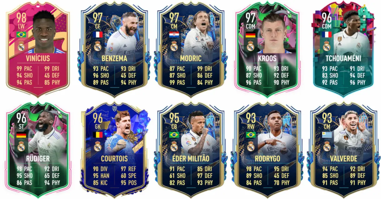 Ejemplos cartas competitivas Real Madrid FIFA 23 Ultimate Team