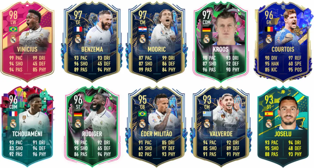 Ejemplos cartas competitivas Real Madrid FIFA 23 Ultimate Team