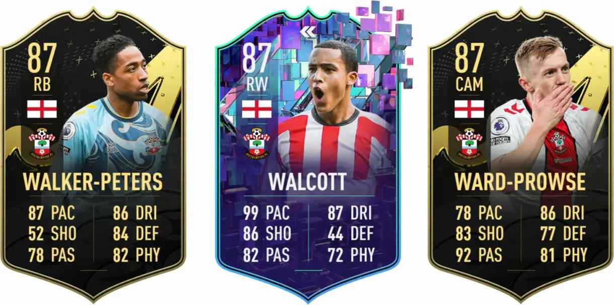 Cartas IF Walker-Peters y Ward-Prowse, y Walcott Flashback (Southampton) FIFA 23 Ultimate Team