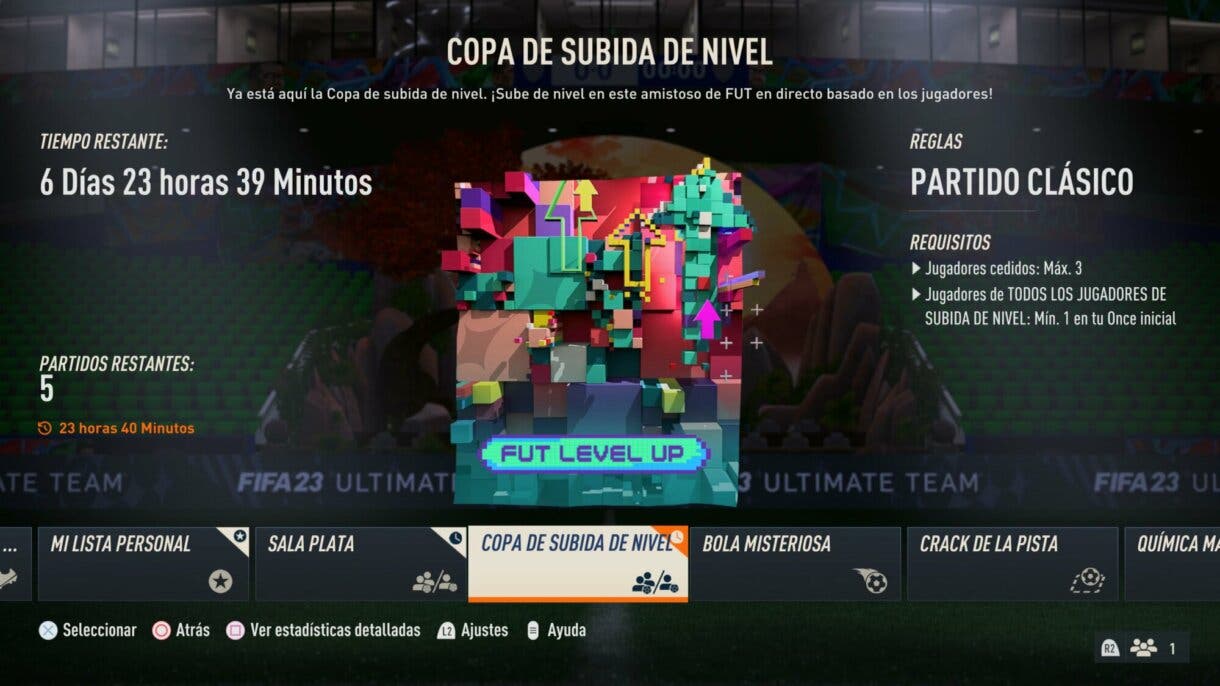 Copa de Subida de Nivel desde el menú de amistosos online FIFA 23 Ultimate Team
