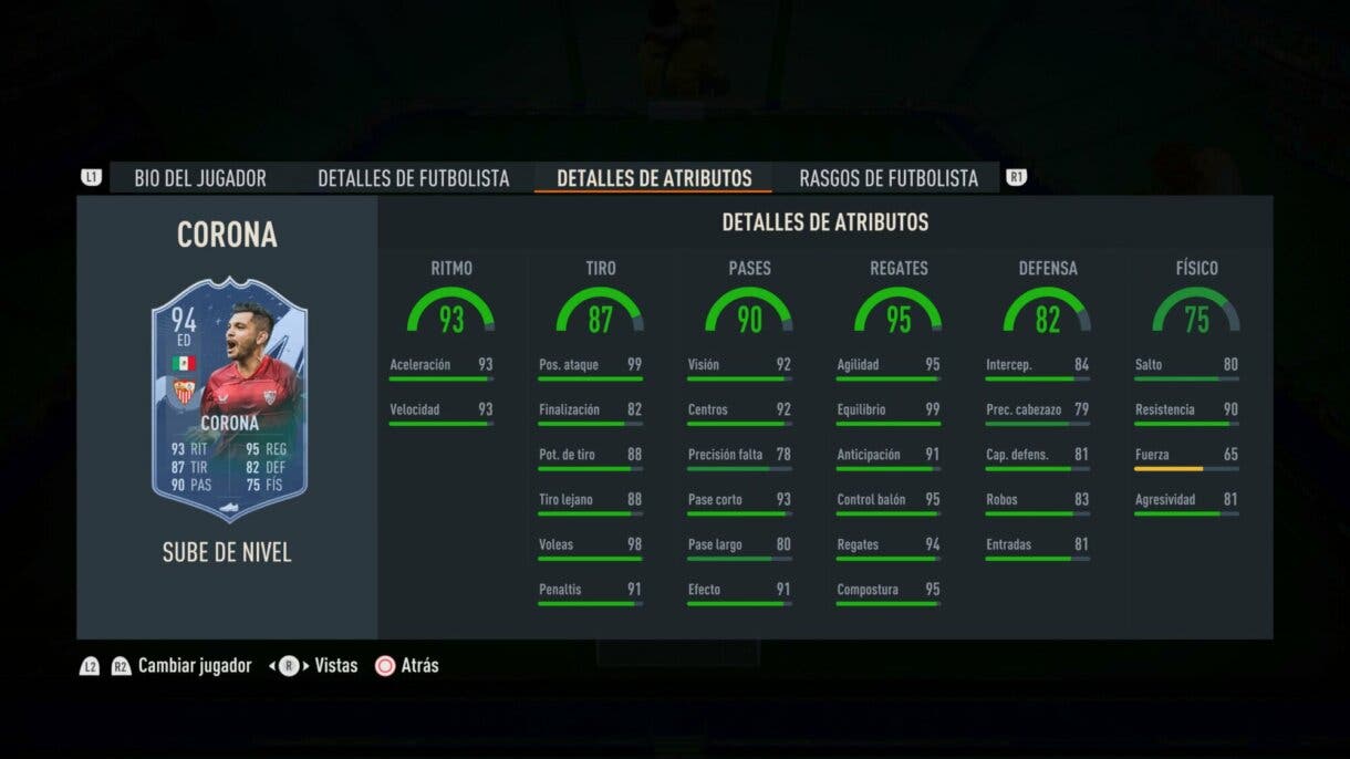 Stats in game Corona Sube de Nivel FIFA 23 Ultimate Team