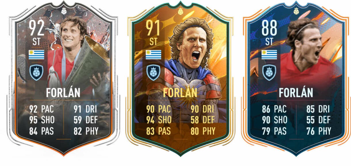 Cartas Forlán FUT Heroes, Héroe de la Copa Mundial y Héroe Trophy Titans FIFA 23 Ultimate Team