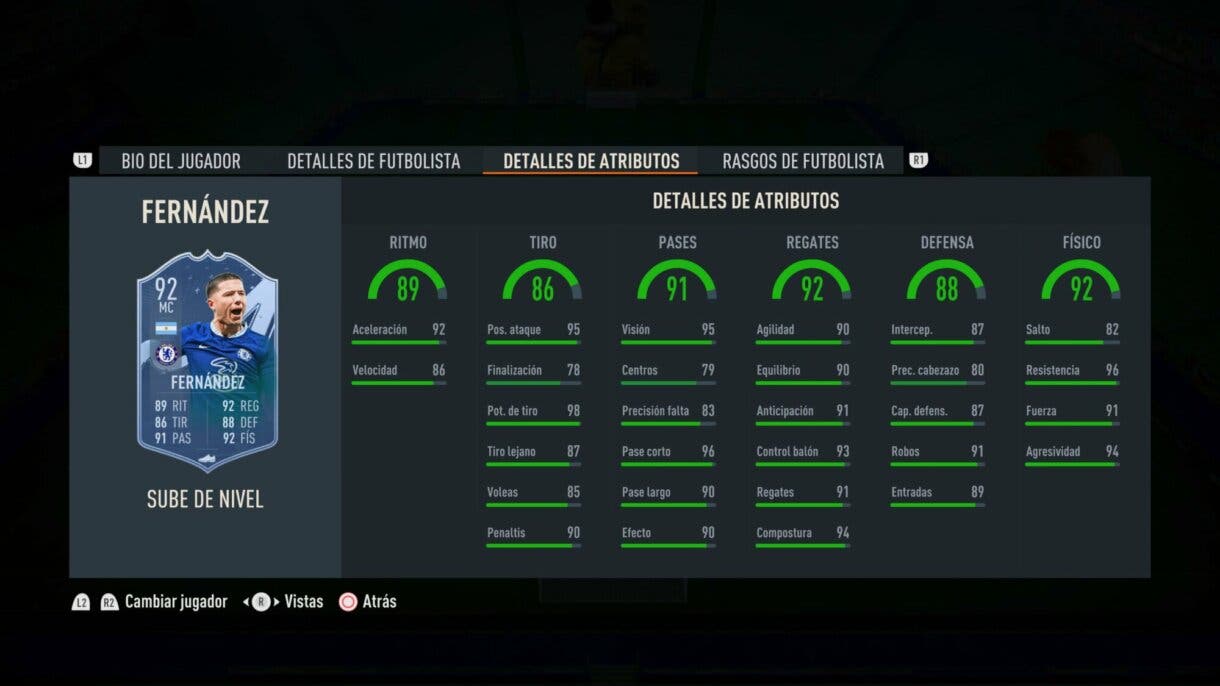 Stats in game Enzo Fernández Sube de Nivel FIFA 23 Ultimate Team