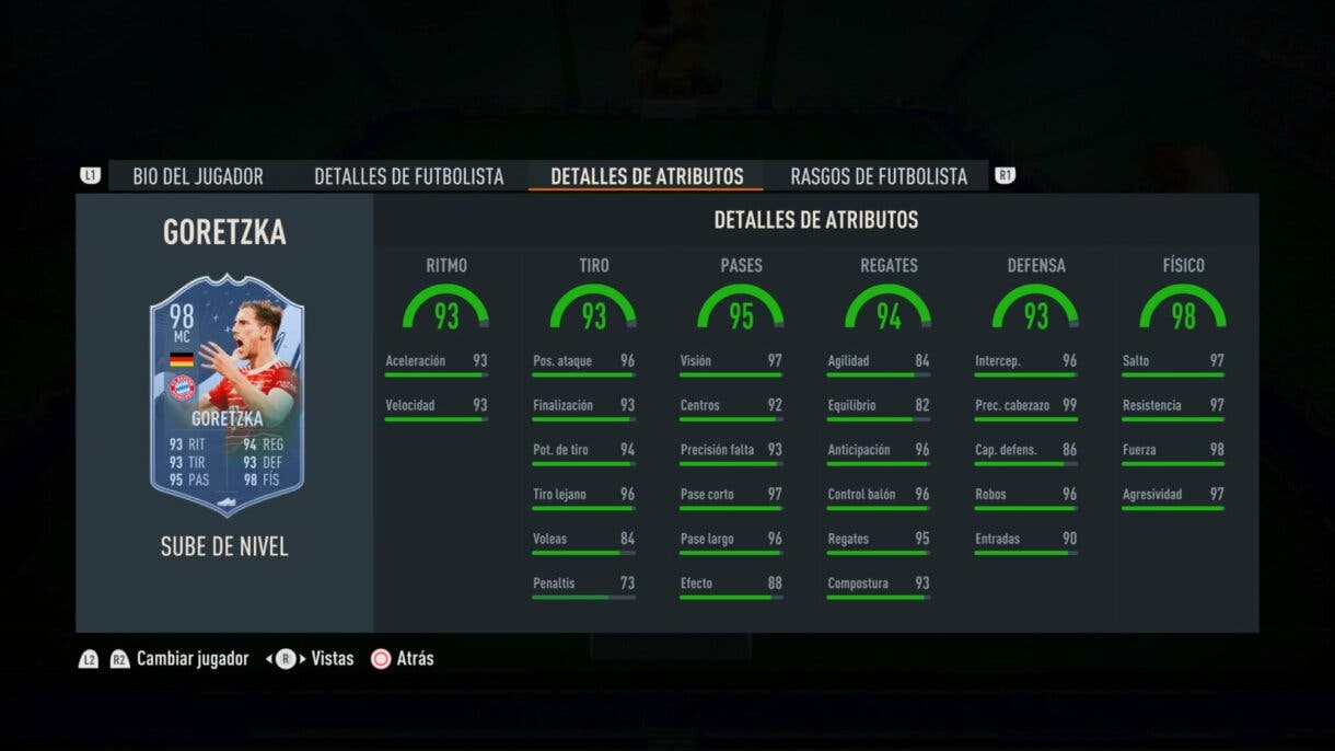 Stats in game Goretzka Sube de Nivel mejorado FIFA 23 Ultimate Team